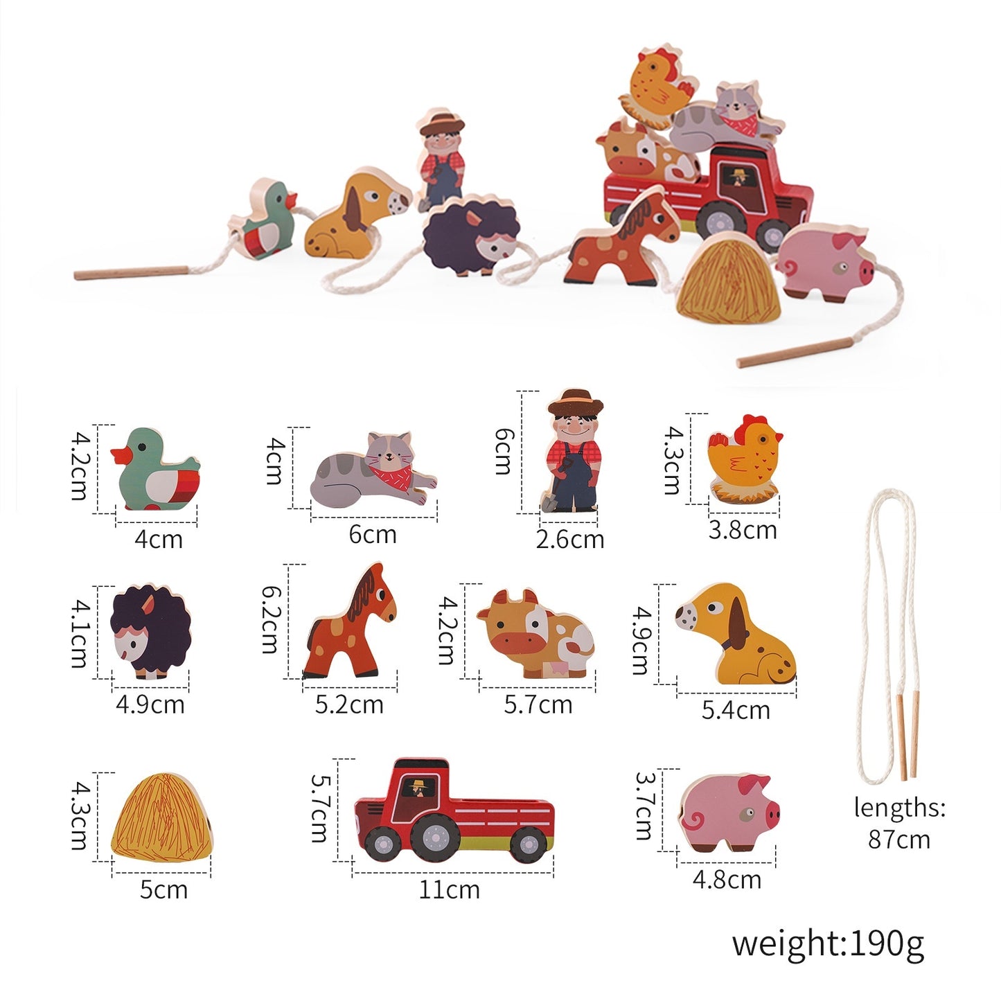 Baby Early Childhood Educational Toys Hands-on Brain Farm Theme Animal Car Shape Decoration Bead String Toy