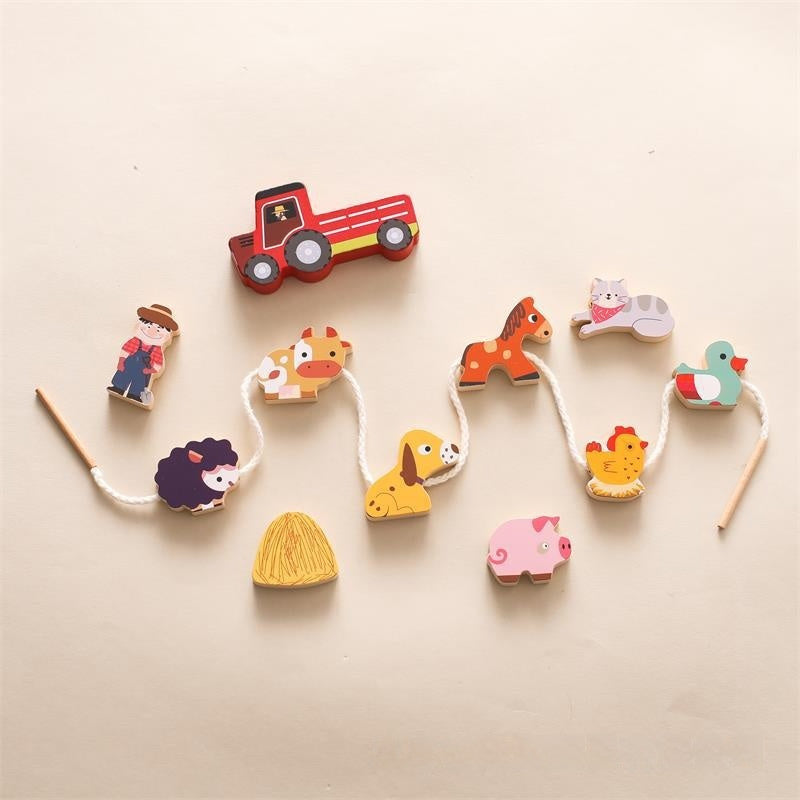 Baby Early Childhood Educational Toys Hands-on Brain Farm Theme Animal Car Shape Decoration Bead String Toy