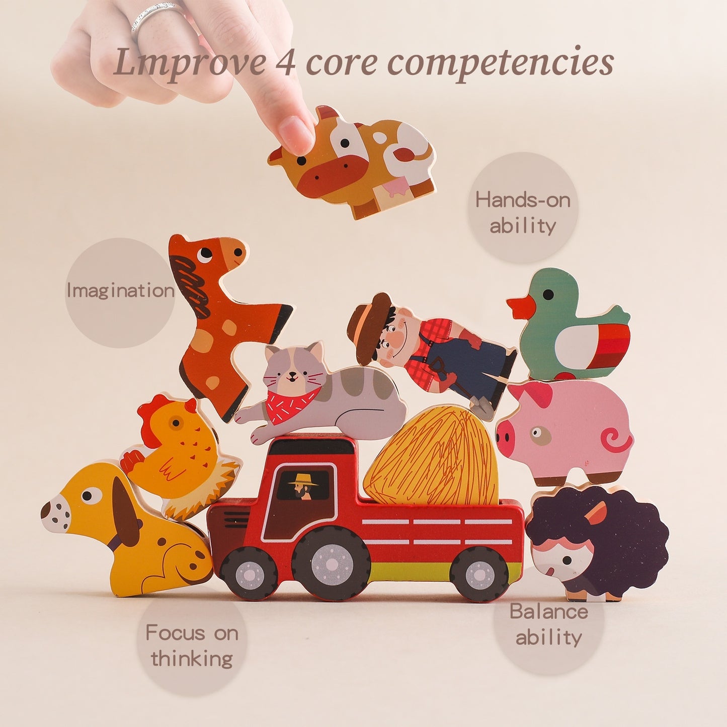 Baby Early Childhood Educational Toys Hands-on Brain Farm Theme Animal Car Shape Decoration Bead String Toy