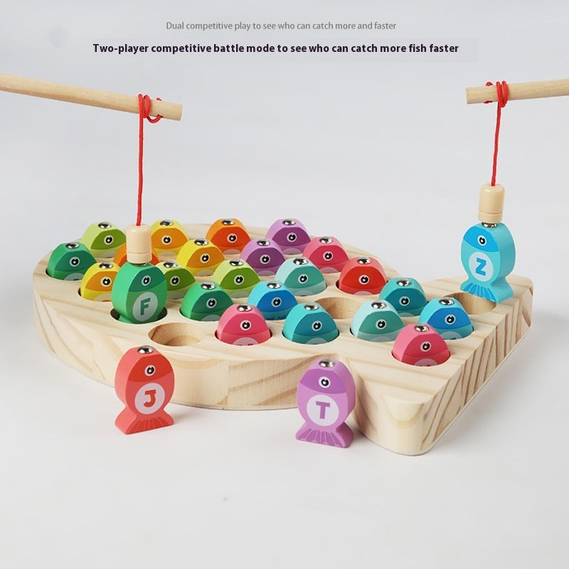 Wooden Children's Magnetic Alphanumeric Fishing Toys
