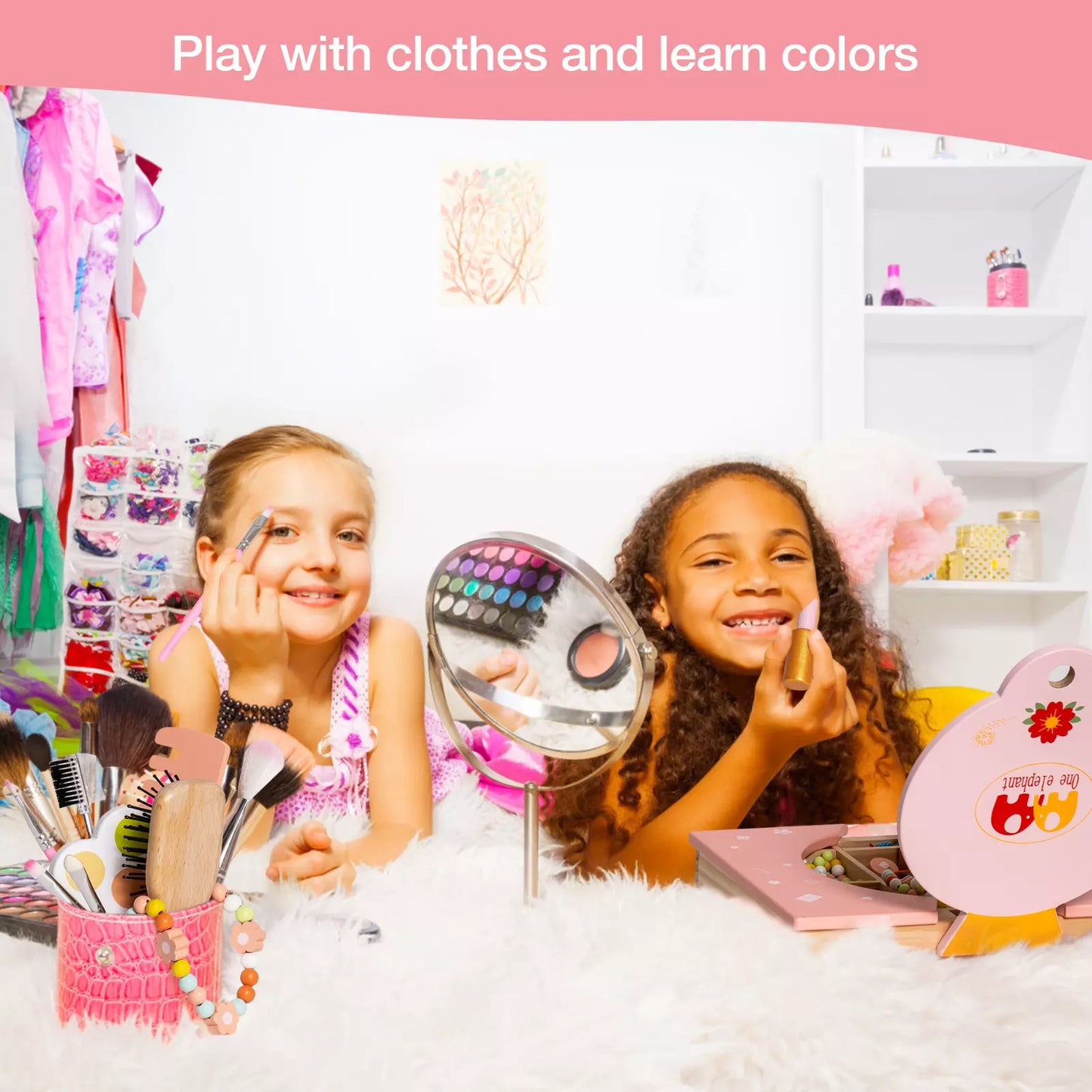 Wooden Cosmetic Makeup Preschool Toys Set Pretend Play Baby Gifts