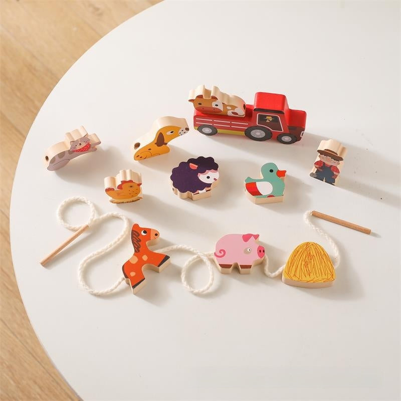 Baby Early Childhood Educational Toys Hands-on Brain Farm Theme Animal Car Shape Decoration Bead String Toy