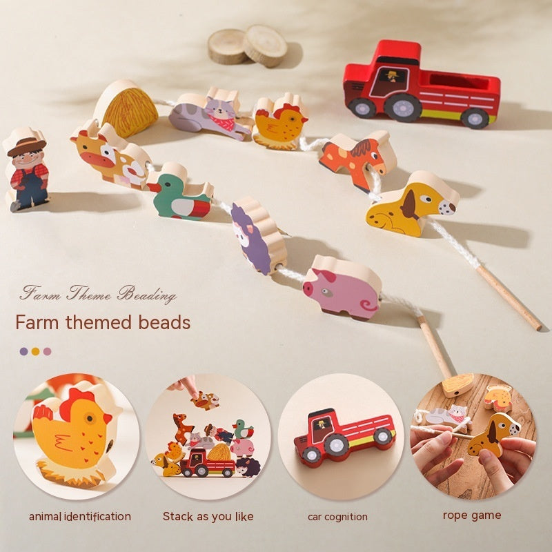Baby Early Childhood Educational Toys Hands-on Brain Farm Theme Animal Car Shape Decoration Bead String Toy