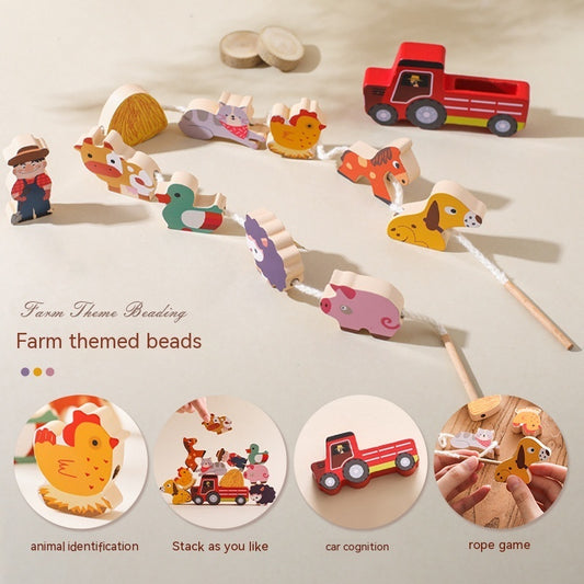 Baby Early Childhood Educational Toys Hands-on Brain Farm Theme Animal Car Shape Decoration Bead String Toy