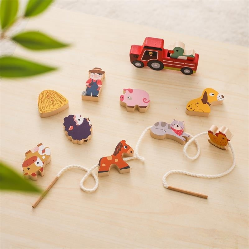 Baby Early Childhood Educational Toys Hands-on Brain Farm Theme Animal Car Shape Decoration Bead String Toy