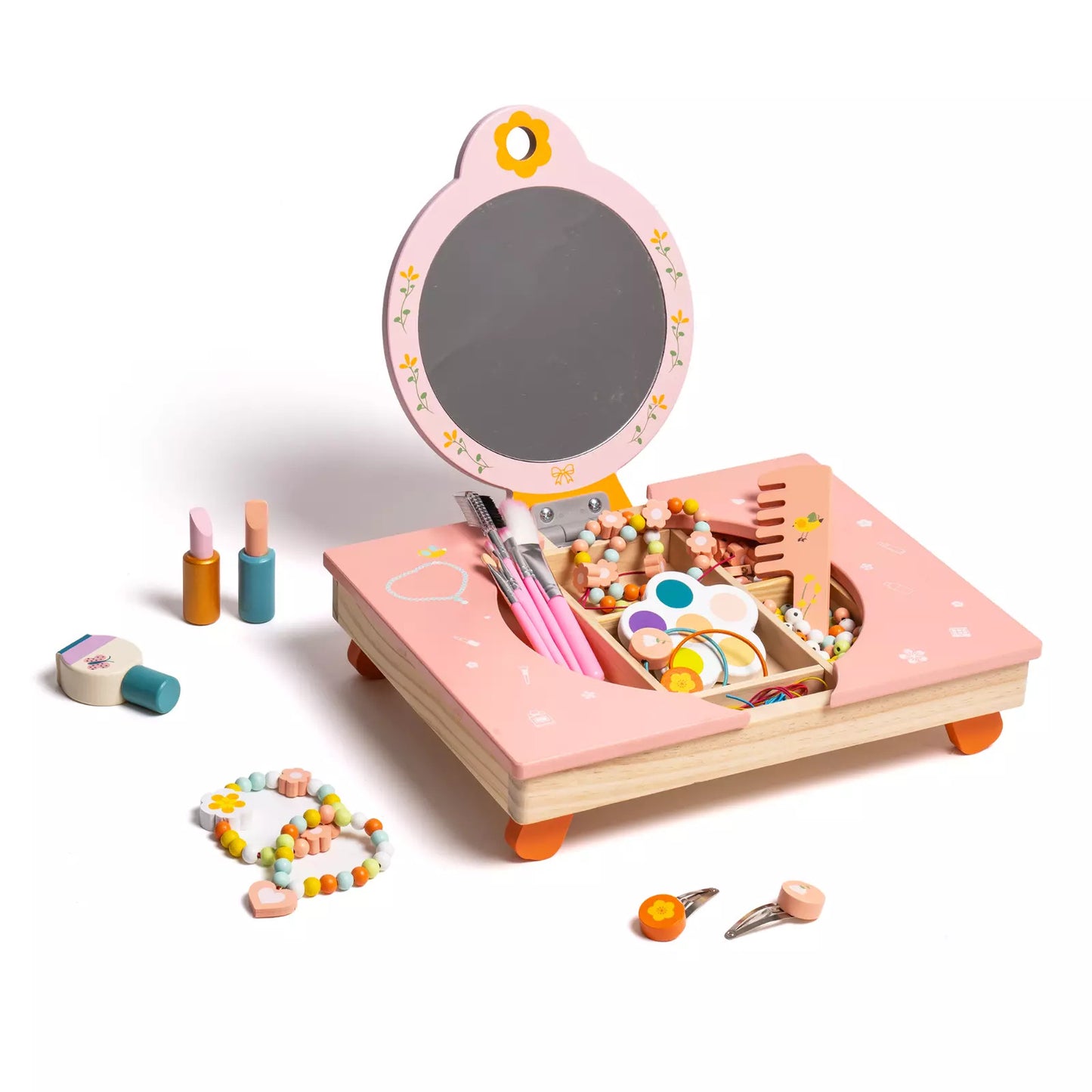 Wooden Cosmetic Makeup Preschool Toys Set Pretend Play Baby Gifts