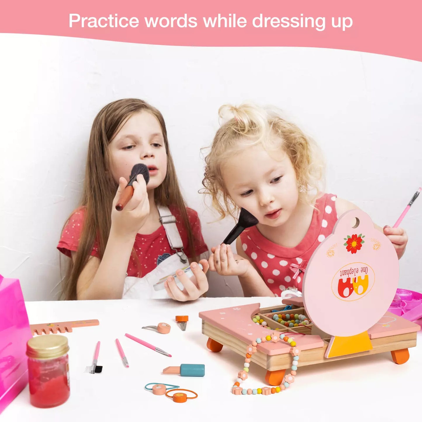Wooden Cosmetic Makeup Preschool Toys Set Pretend Play Baby Gifts